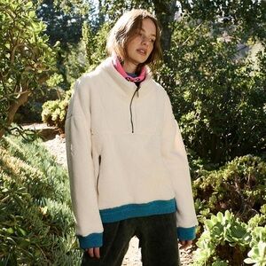 Free People Over the Rainbow Fleece Half zip, funnel neck pullover